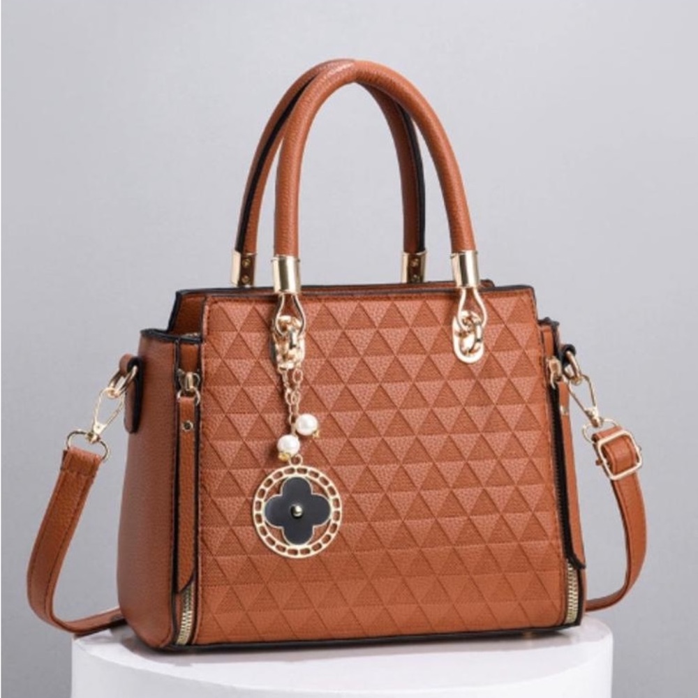 Women’s Orange Structured Handbag with Shoulder Strap | Elegant & Versatile